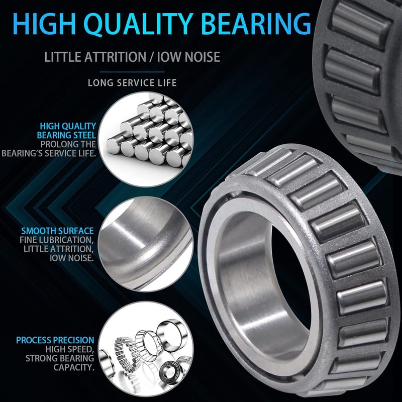 iBroPrat 2 Sets 3500 LB Boat Trailer Axle Bearing Kits, L68149 L44649 Bearing Kits, 171255TB/10-19 Grease Seals, Spindle Nuts, 1.98" Dust Covers and Rubber Plugs, Cotter Pins,Washers for #84 Spindle - Image 4